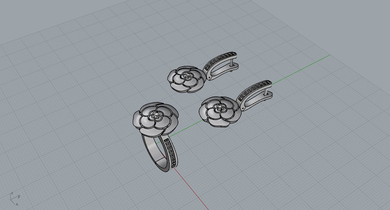 Ring and Earrings  3D print model_13