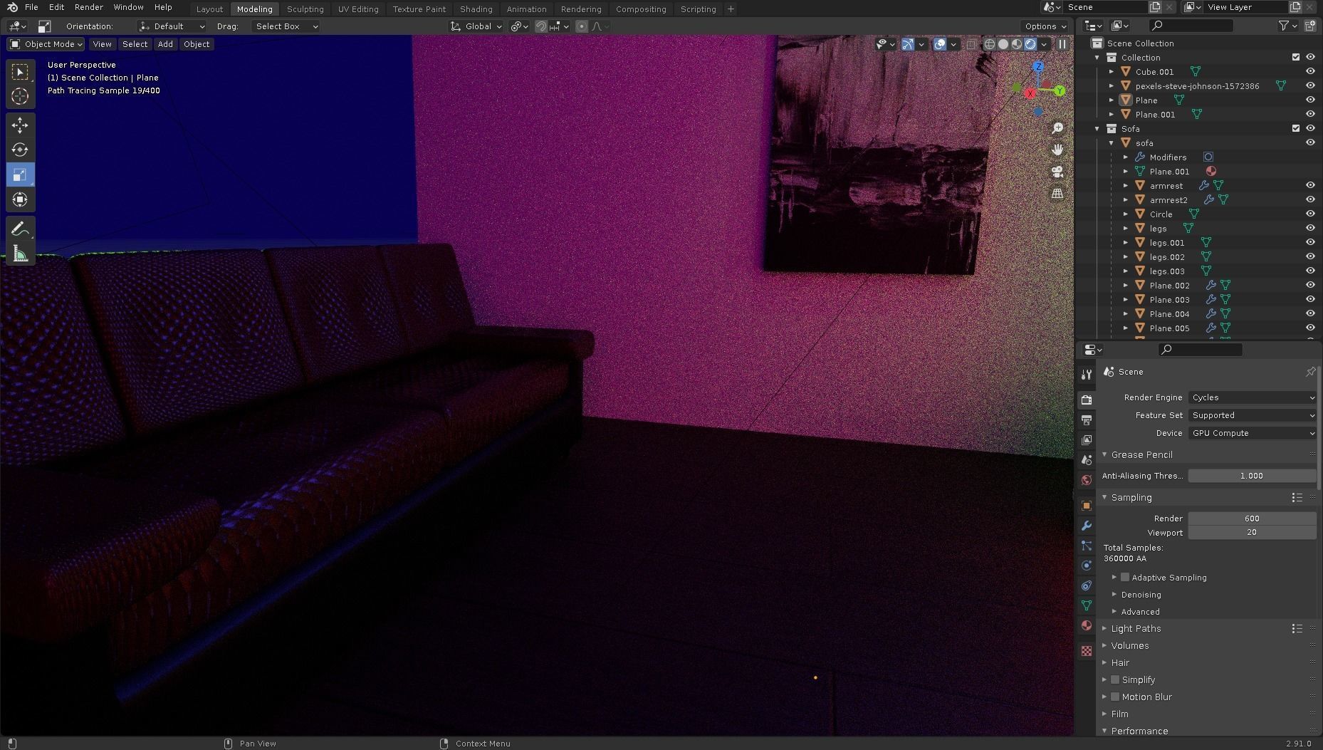 Living Room Low Poly Low-poly 3D model_2