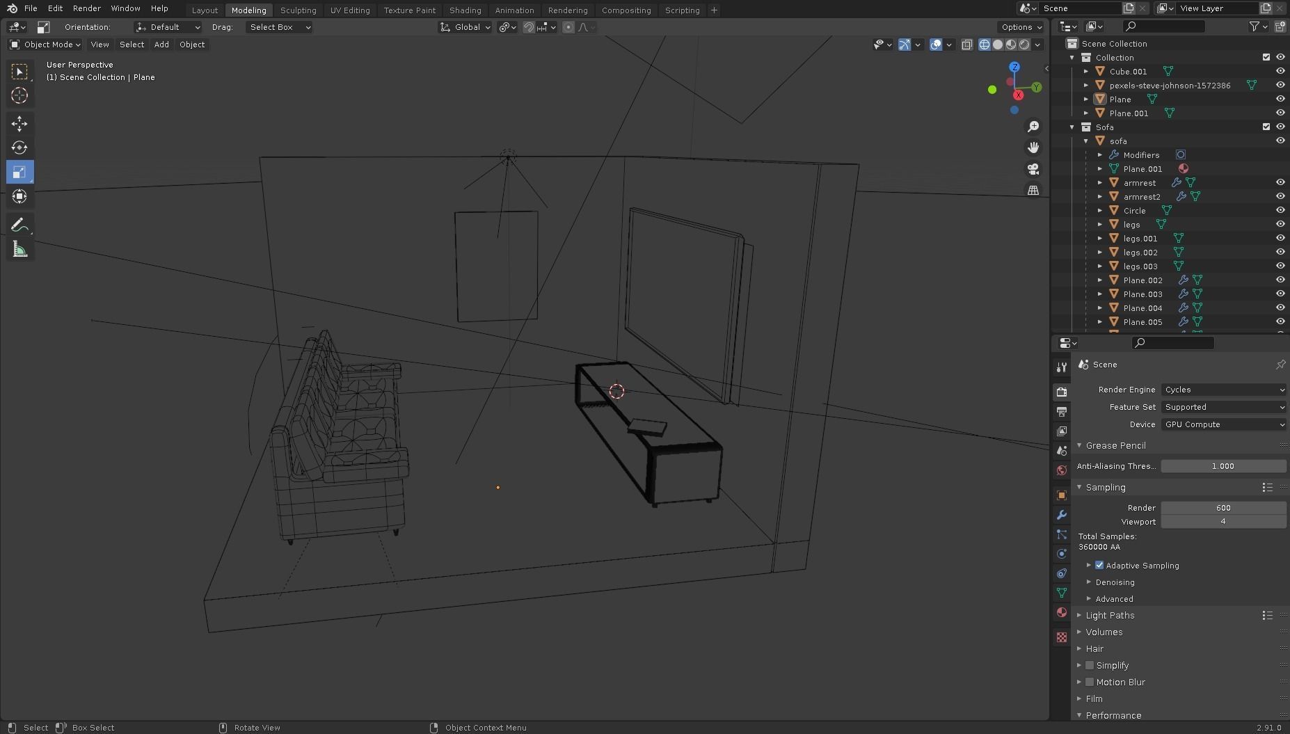 Living Room Low Poly Low-poly 3D model_4