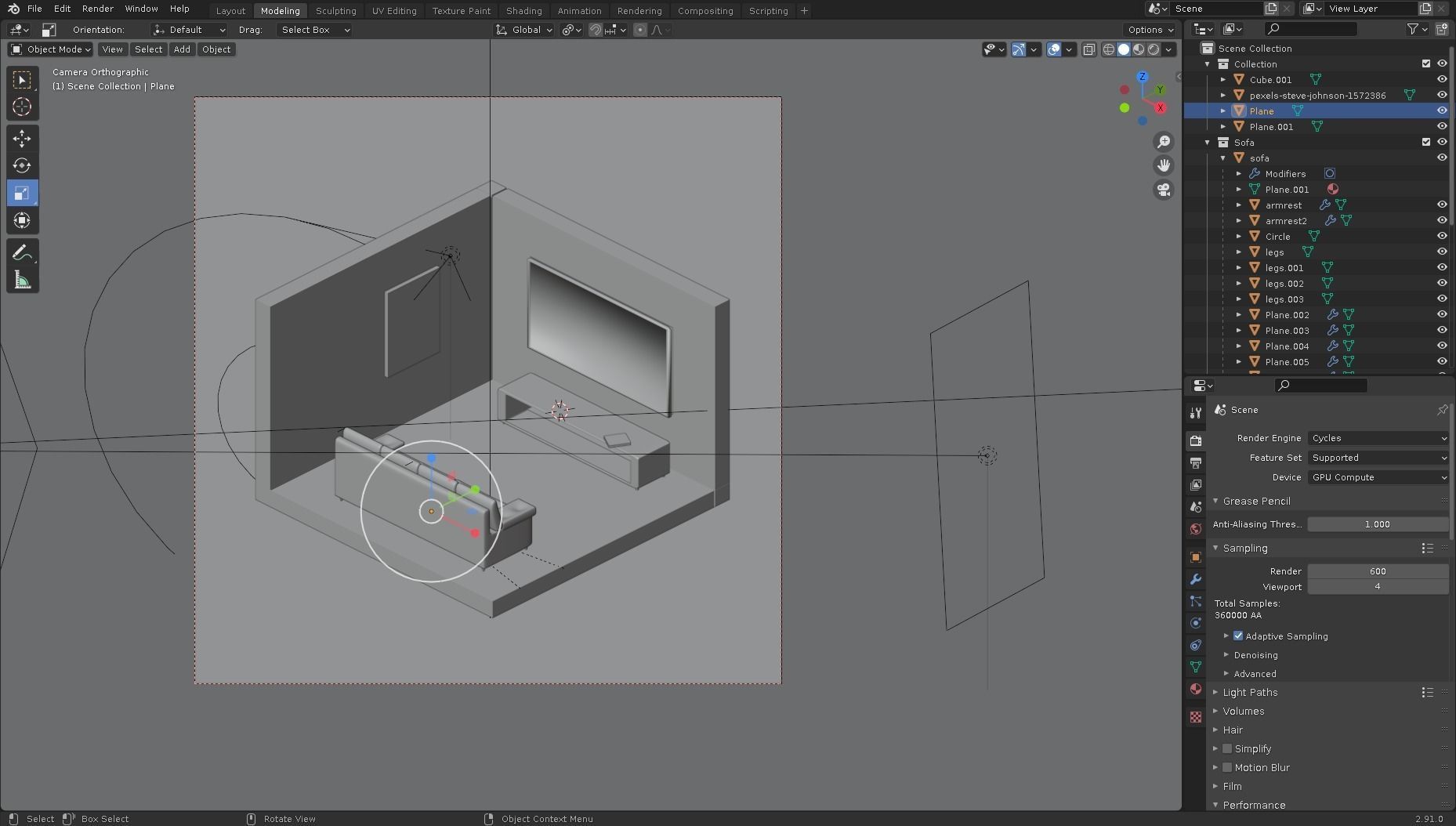 Living Room Low Poly Low-poly 3D model_3