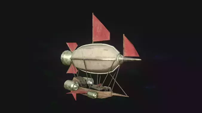 Steampunk Airship - Low Poly Aircraft 01 - Flying Ship Low-poly 3D model