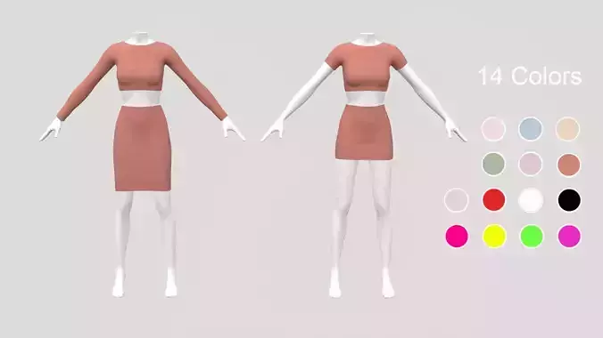 Top and skirt with Mannequin Cloth