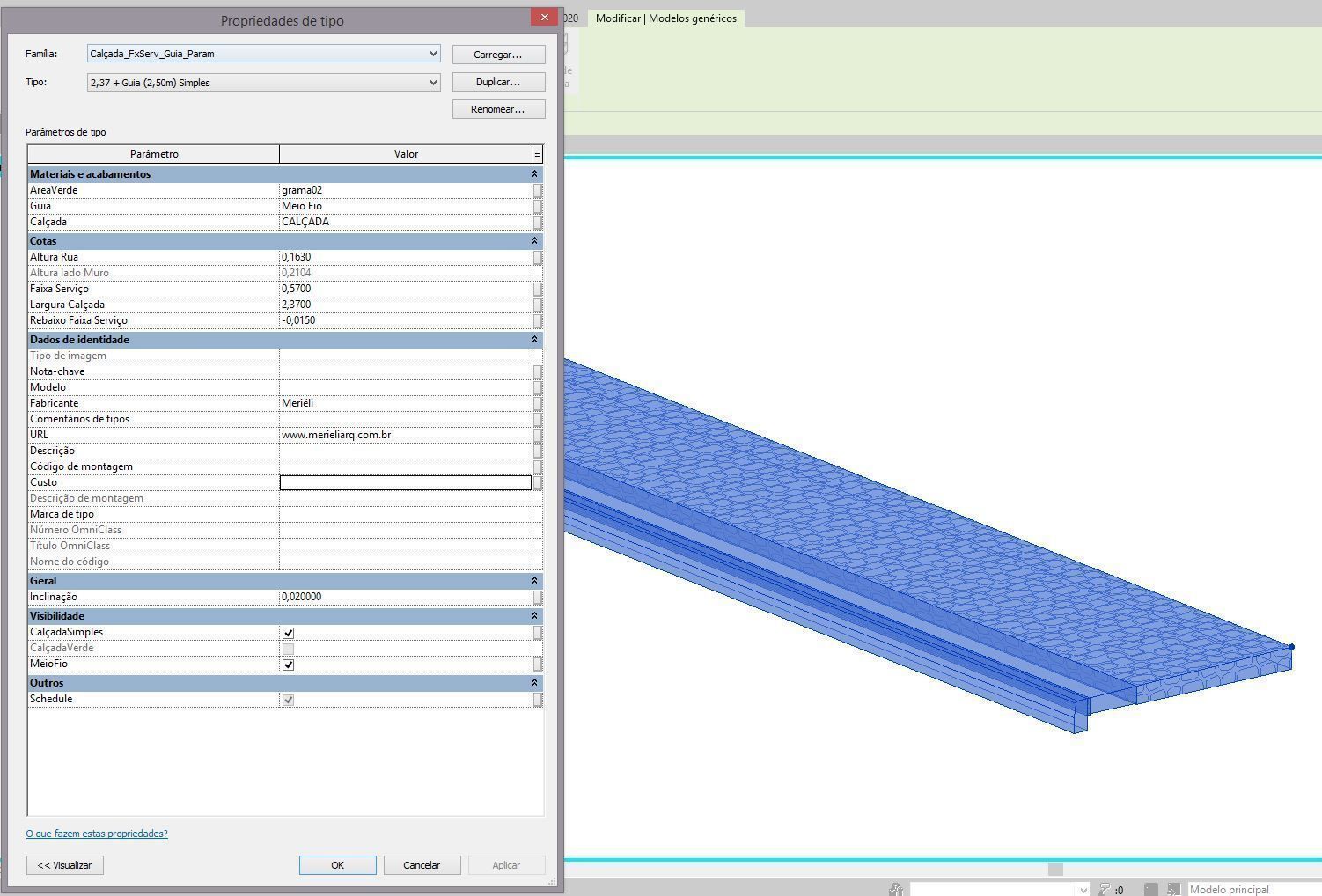 Calcada adaptavel - Sidewalk adaptable - Parametric  3D model_3