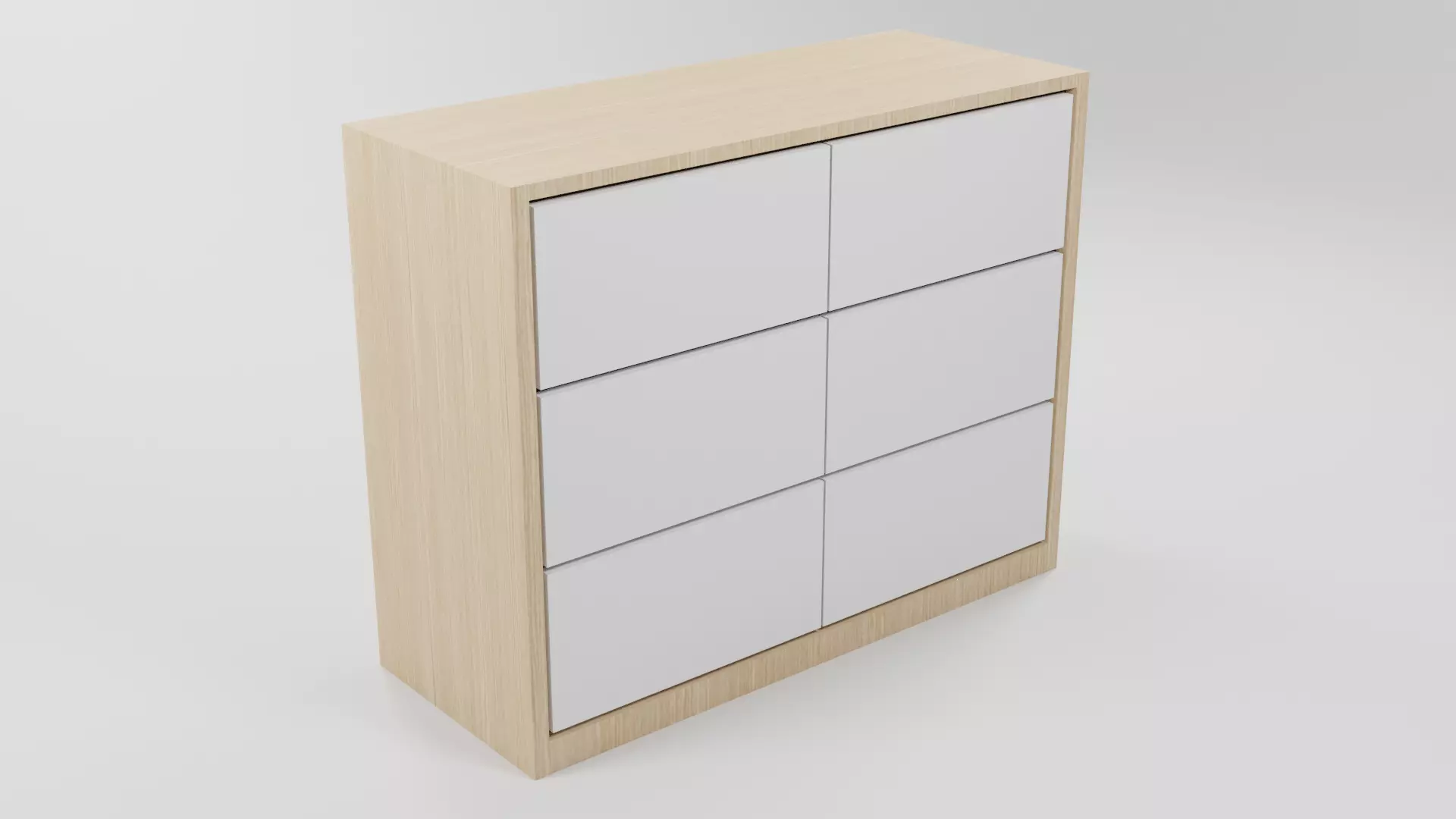 Modern White Wooden Drawer Low-poly 3D model_0