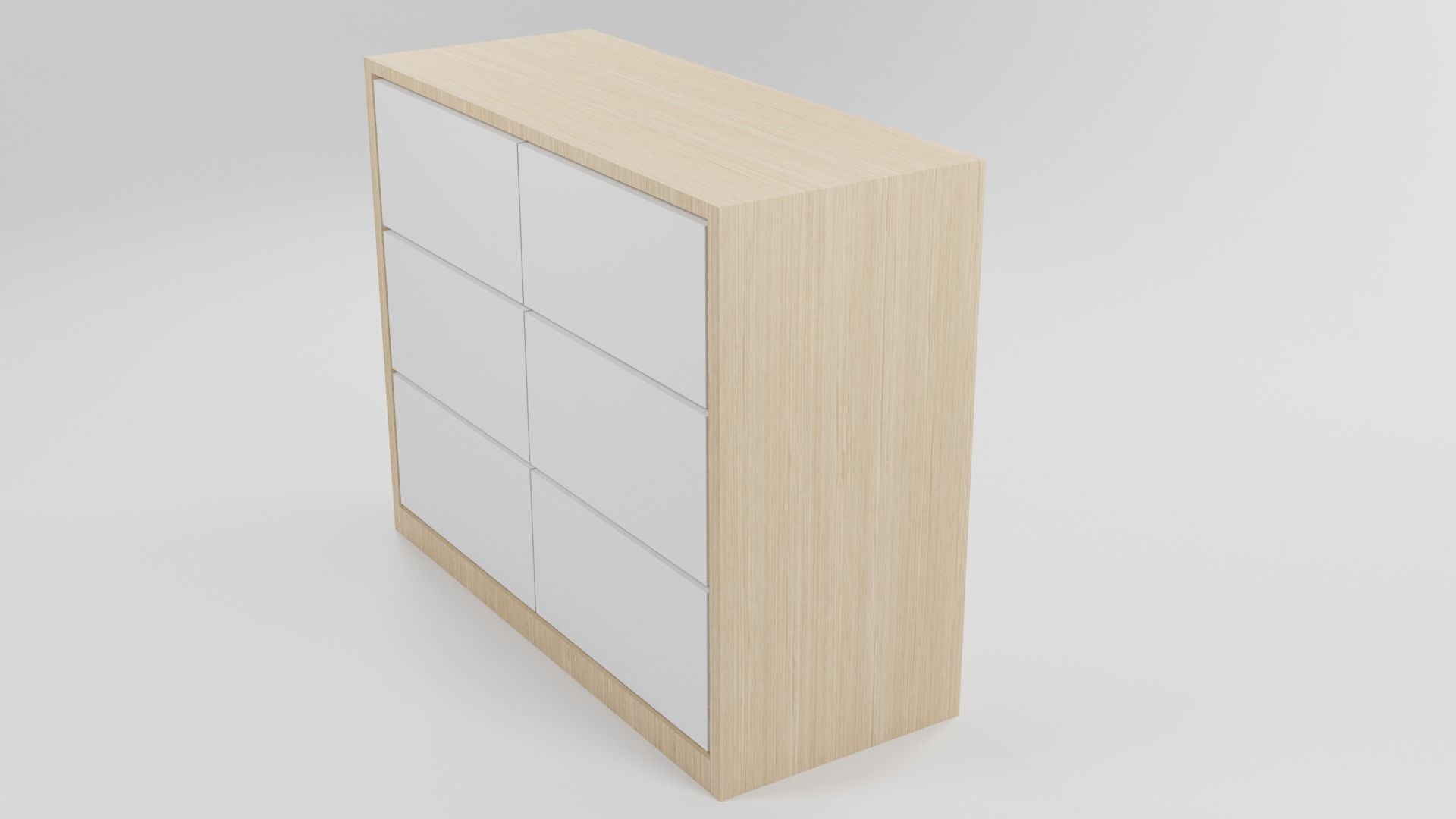 Modern White Wooden Drawer Low-poly 3D model_2