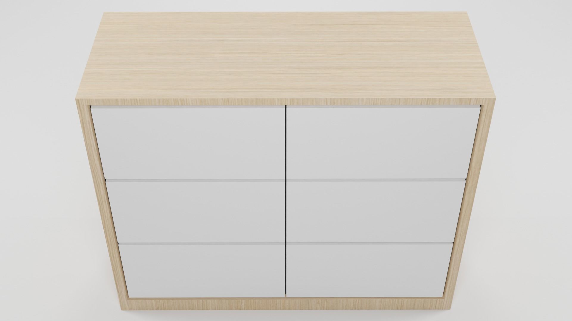 Modern White Wooden Drawer Low-poly 3D model_3