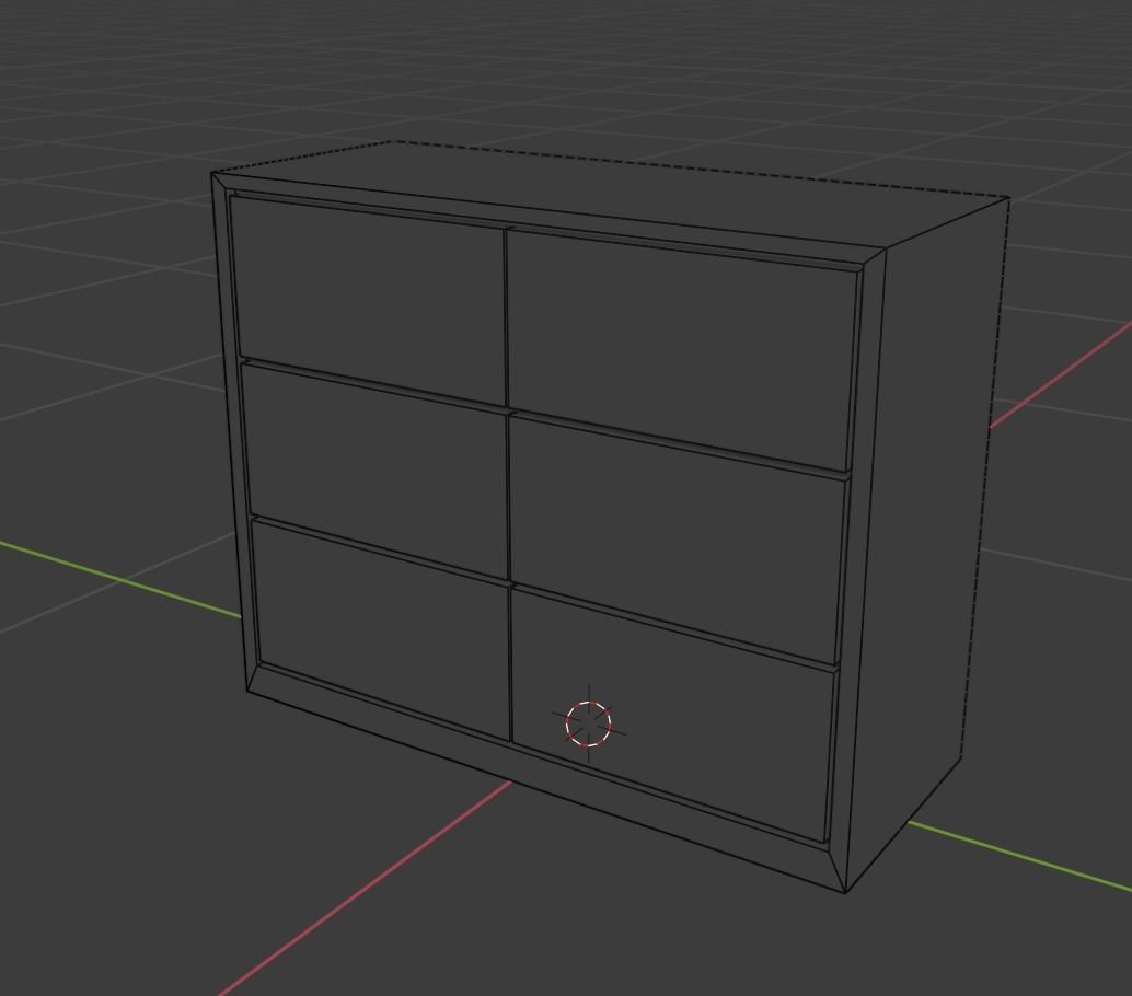 Modern White Wooden Drawer Low-poly 3D model_11