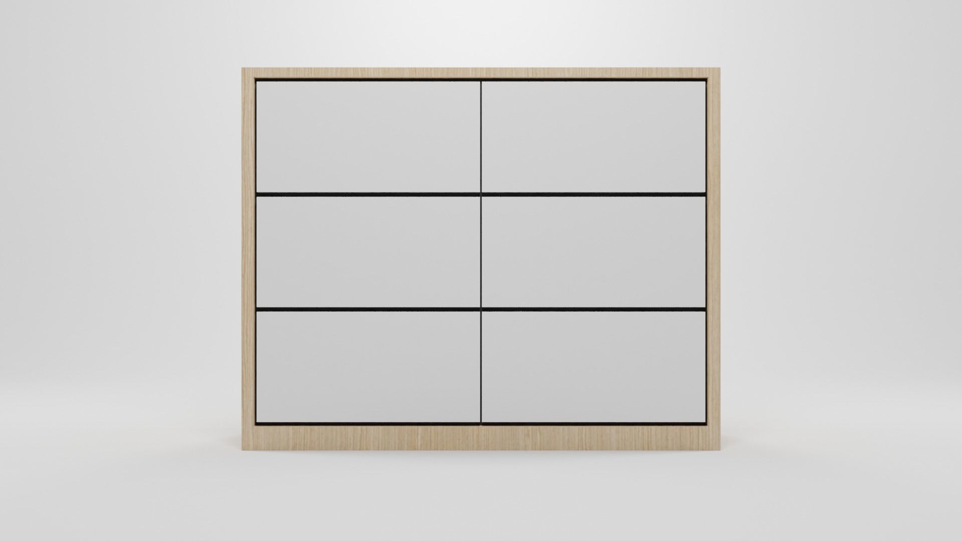 Modern White Wooden Drawer Low-poly 3D model_1