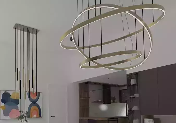 3 Modern Chandeliers 3D model