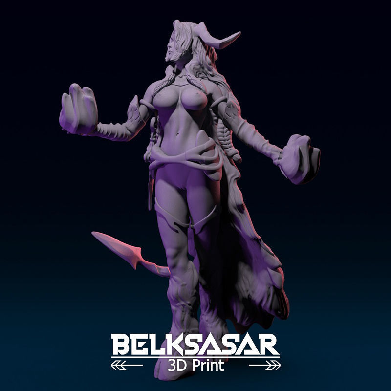 Girl Tiefling Succubus Conjurin 2 version and Nude 3D print model_9