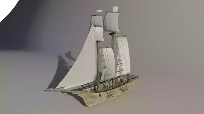 Topsail schooner ship roblox Low-poly 3D model