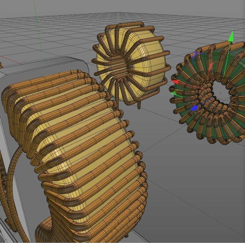 Toroidal Choke Coil Filter Inductor 3D model_5