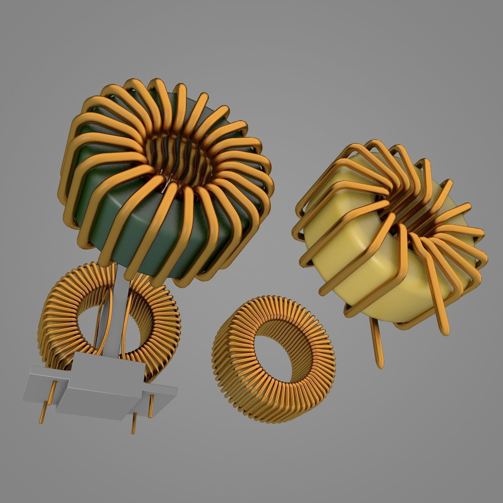 Toroidal Choke Coil Filter Inductor 3D model_2