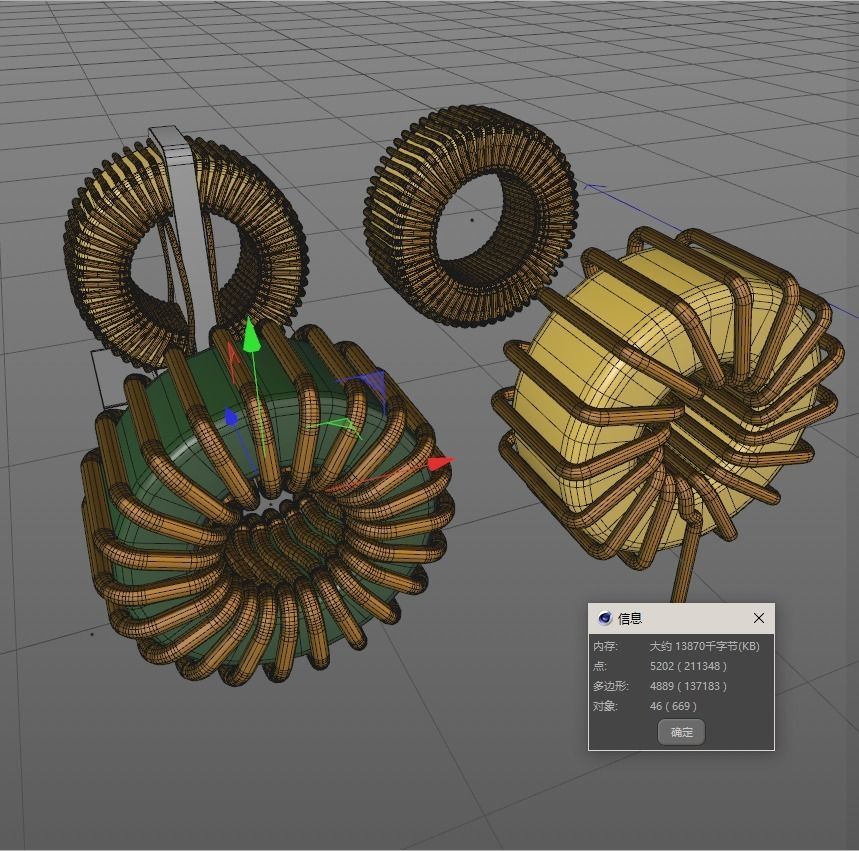 Toroidal Choke Coil Filter Inductor 3D model_4