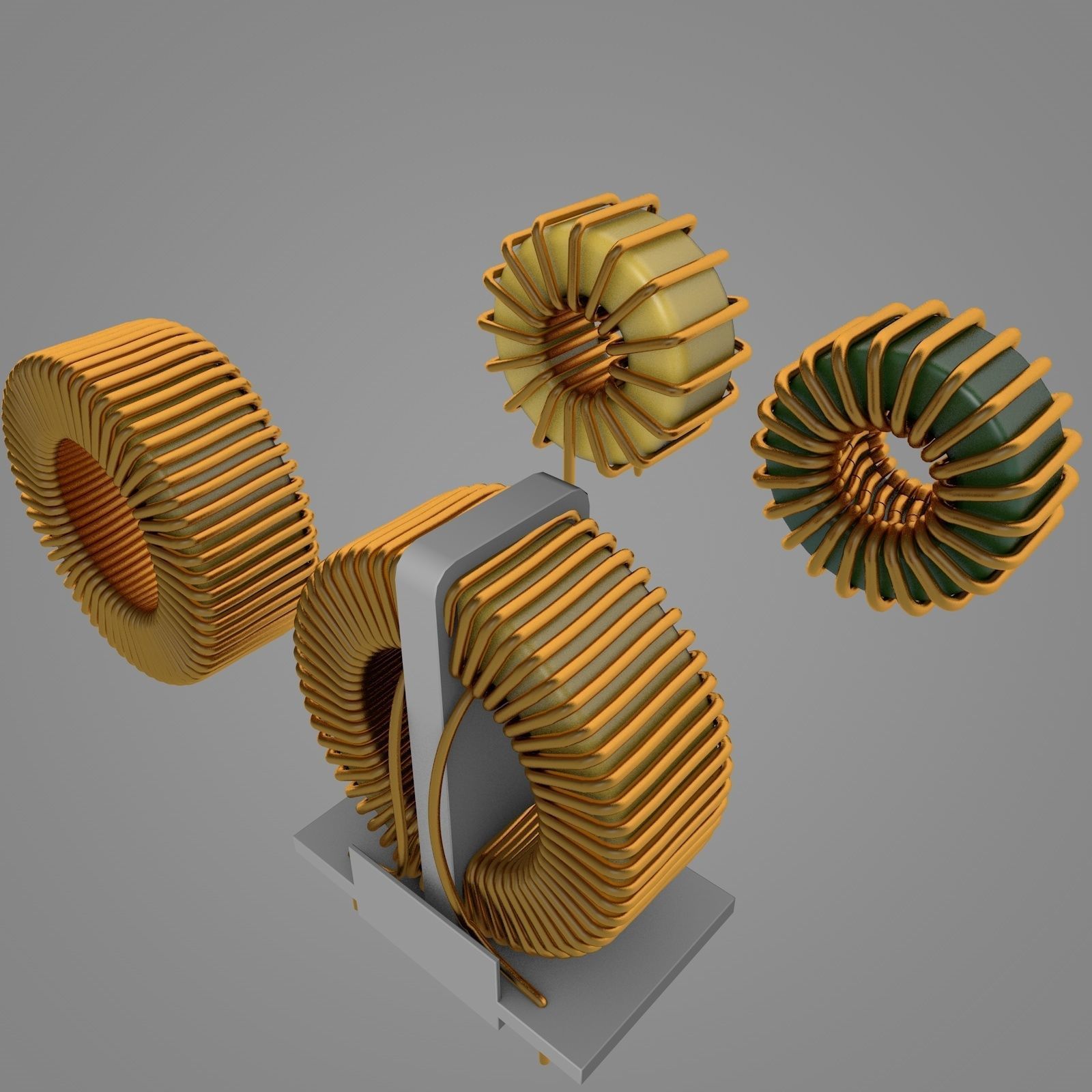 Toroidal Choke Coil Filter Inductor 3D model_1