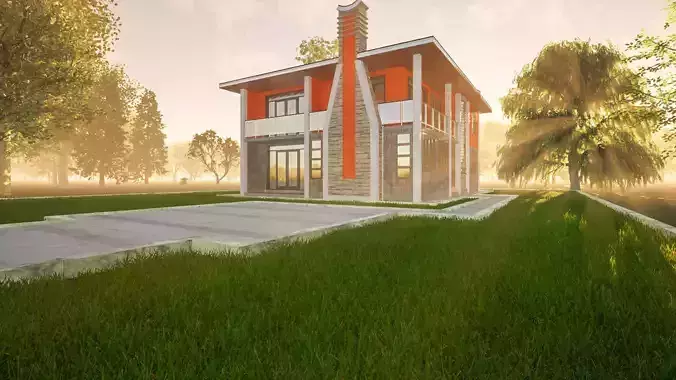 Modern Maisonette Interior and Exterior 3D model