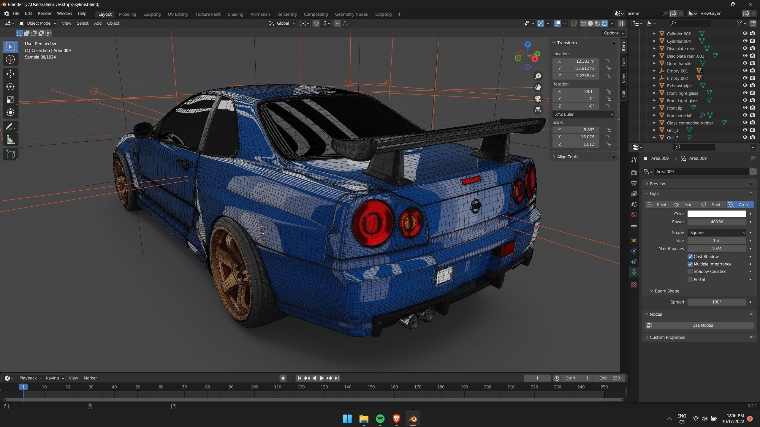 Nissan Skyline R34 - Blue free 3D model | CGTrader