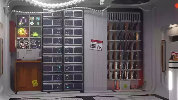 sci-fi shuttle server room textures eevee
