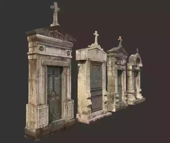Mausoleum Entrances Lined Side By Side  3D model