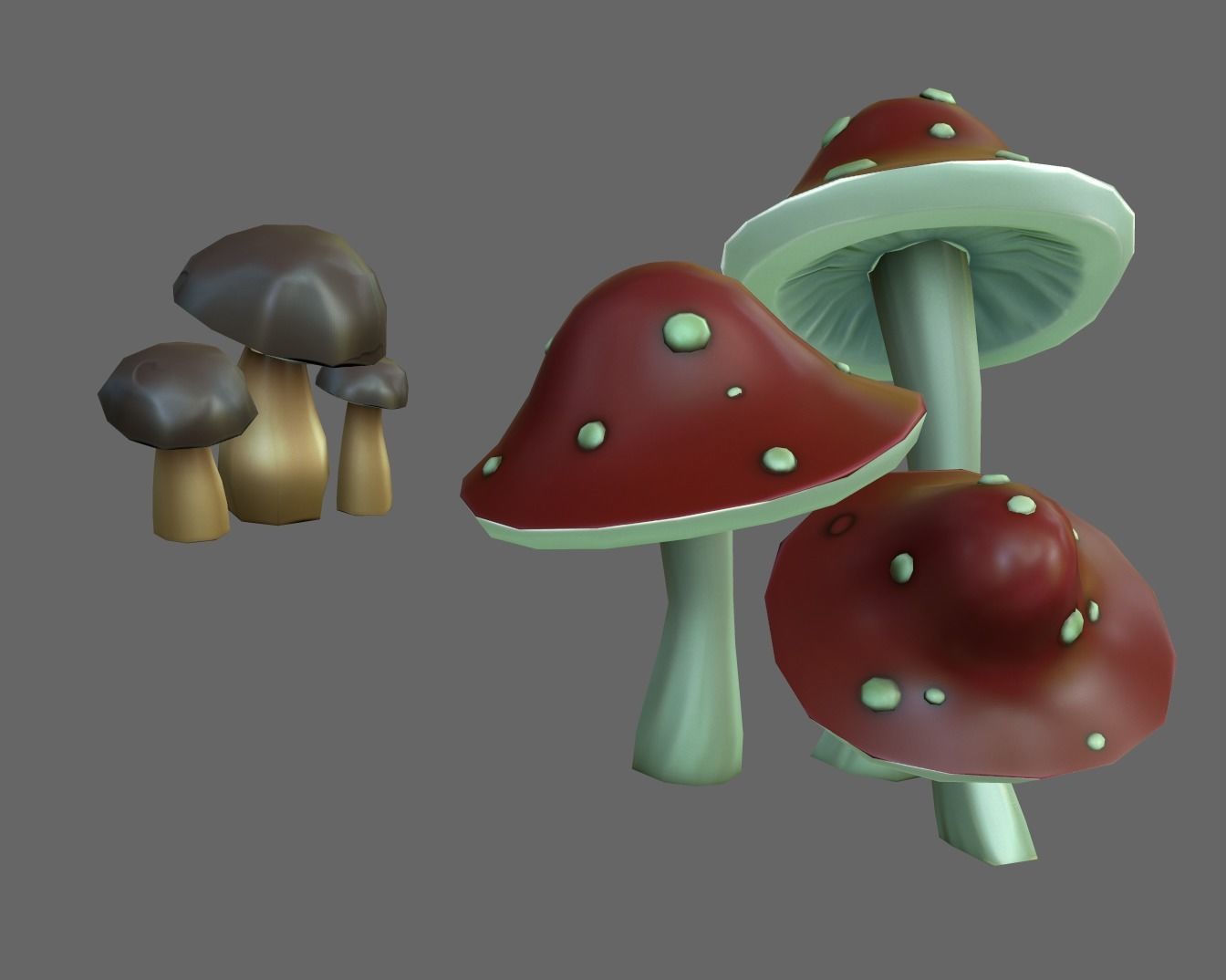 Game-ready stylized mushrooms  Low-poly 3D model_4