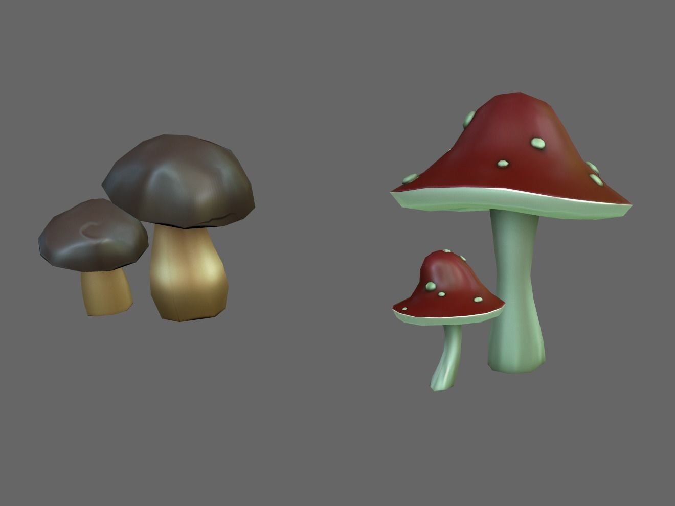 Game-ready stylized mushrooms  Low-poly 3D model_3