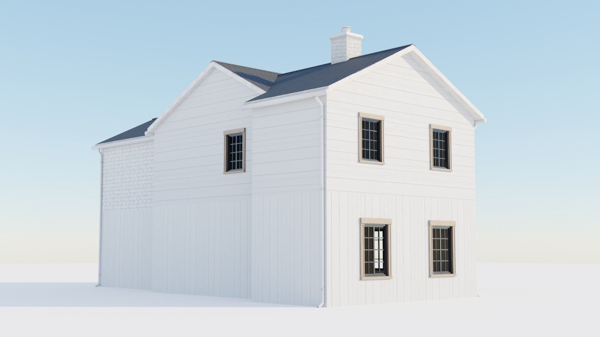 Enterable house with interior Low-poly 3D model_3