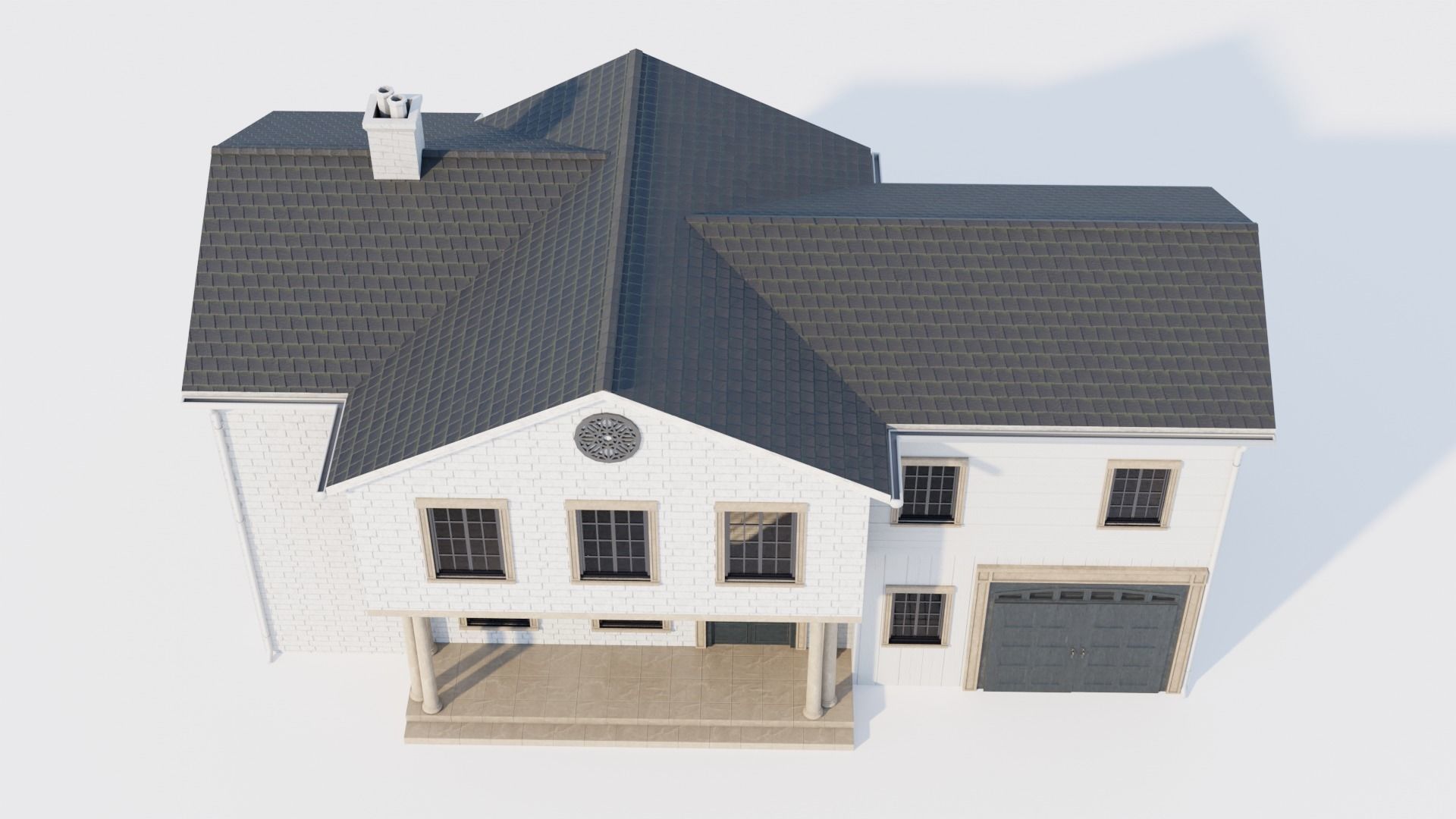 Enterable house with interior Low-poly 3D model_5