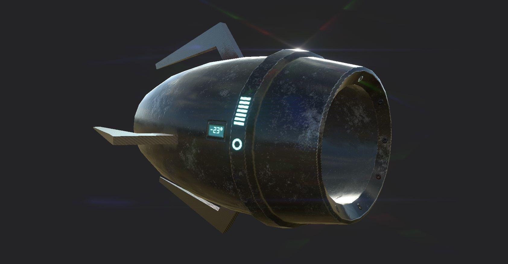 Mega Buster Black - Hand Cannon - SciFi Weapon Low-poly 3D model_7