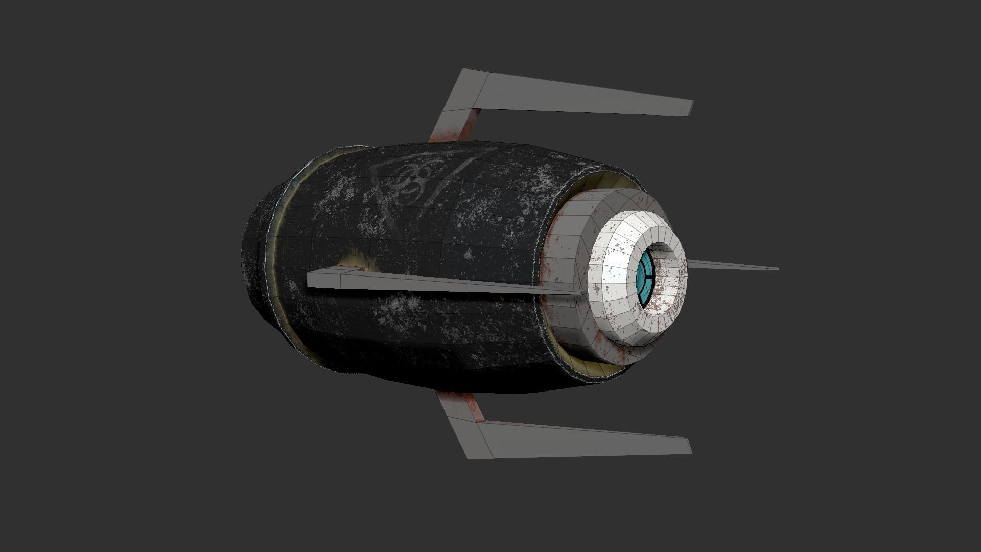 Mega Buster Black - Hand Cannon - SciFi Weapon Low-poly 3D model_12