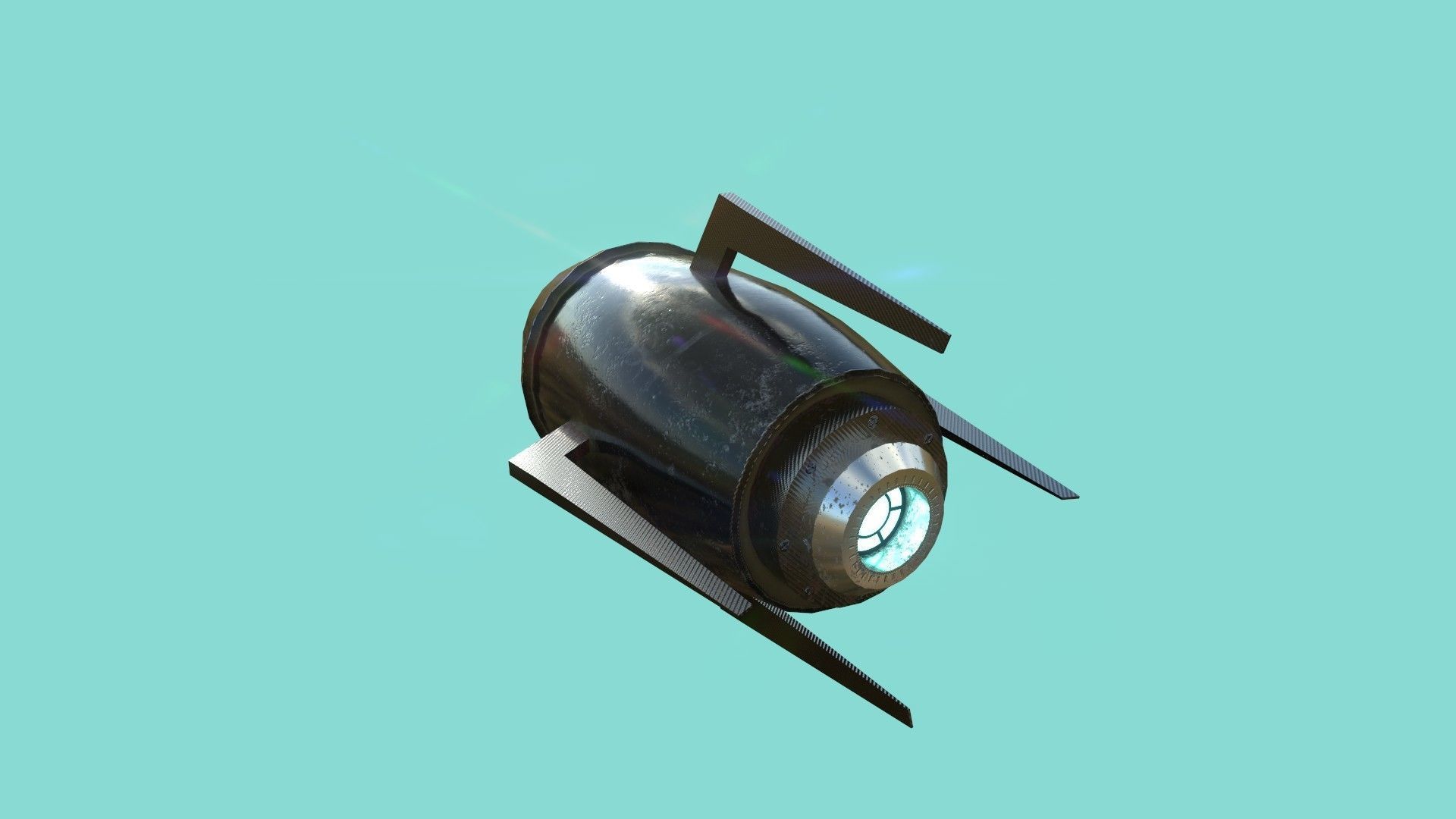 Mega Buster Black - Hand Cannon - SciFi Weapon Low-poly 3D model_2