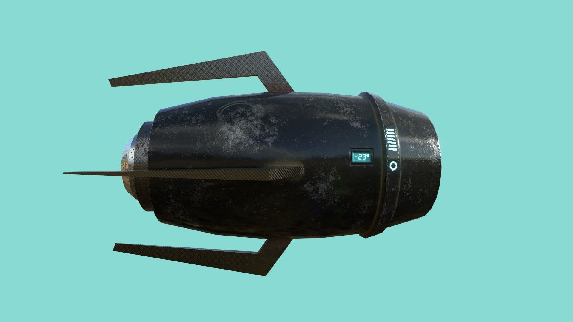 Mega Buster Black - Hand Cannon - SciFi Weapon Low-poly 3D model_1