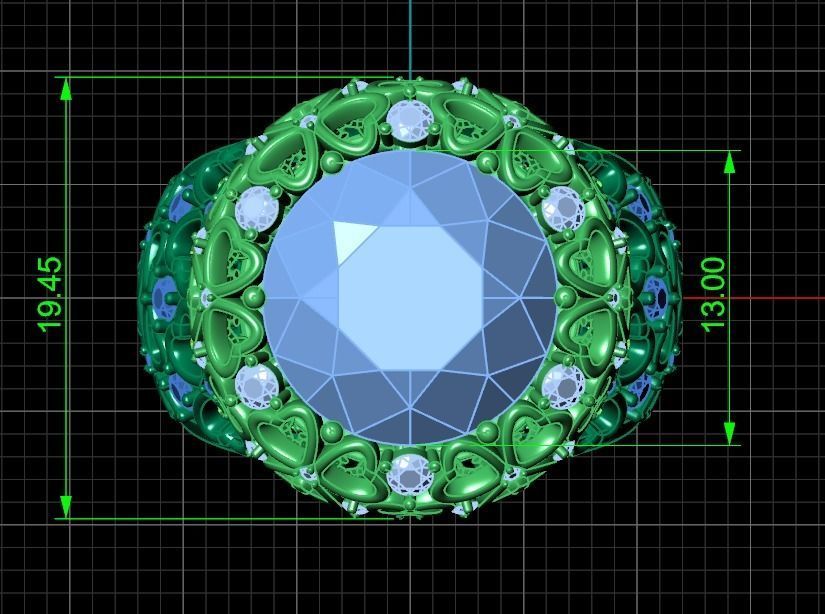 flower shamrock ring with a round diamond 1270 3D print model_6