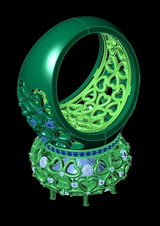 flower shamrock ring with a round diamond 1270 3D print model_34