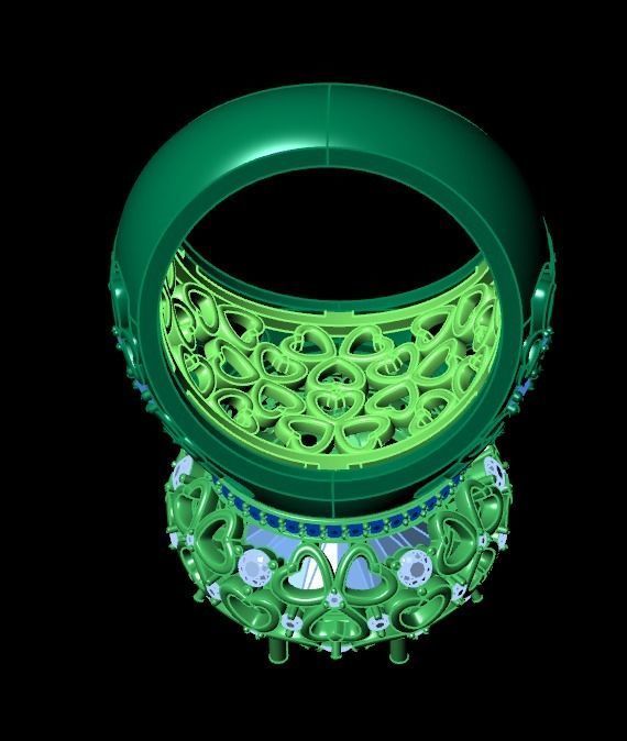 flower shamrock ring with a round diamond 1270 3D print model_35