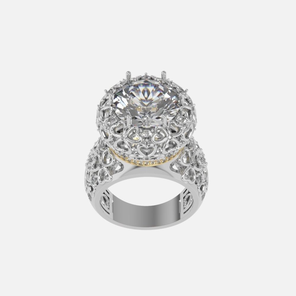 flower shamrock ring with a round diamond 1270 3D print model_13
