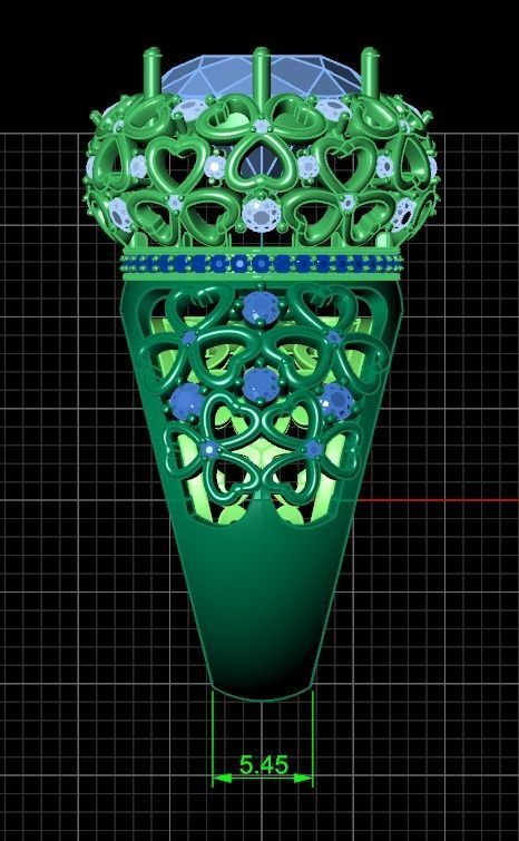 flower shamrock ring with a round diamond 1270 3D print model_30