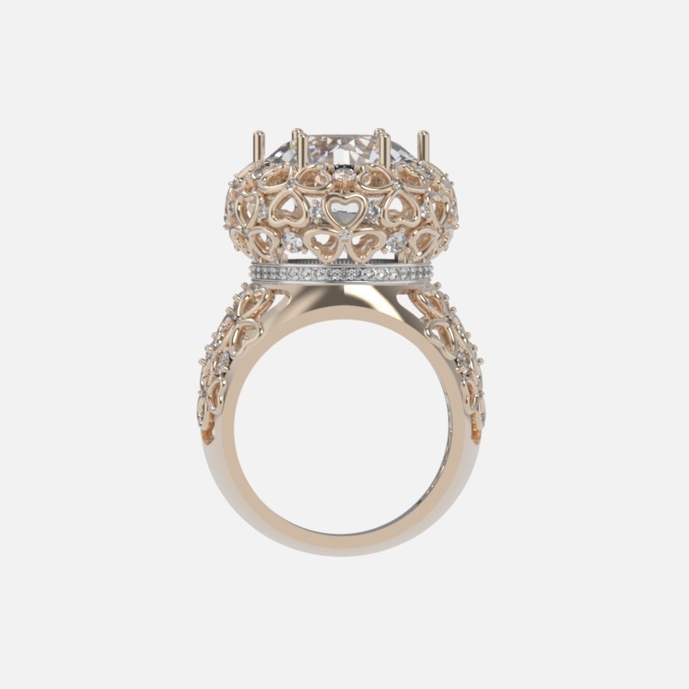 flower shamrock ring with a round diamond 1270 3D print model_25