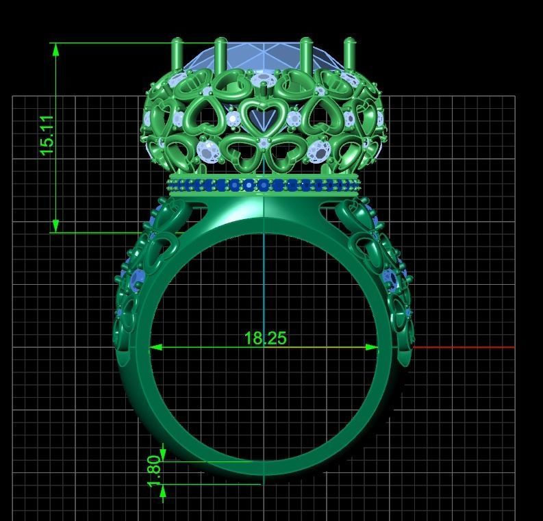flower shamrock ring with a round diamond 1270 3D print model_5