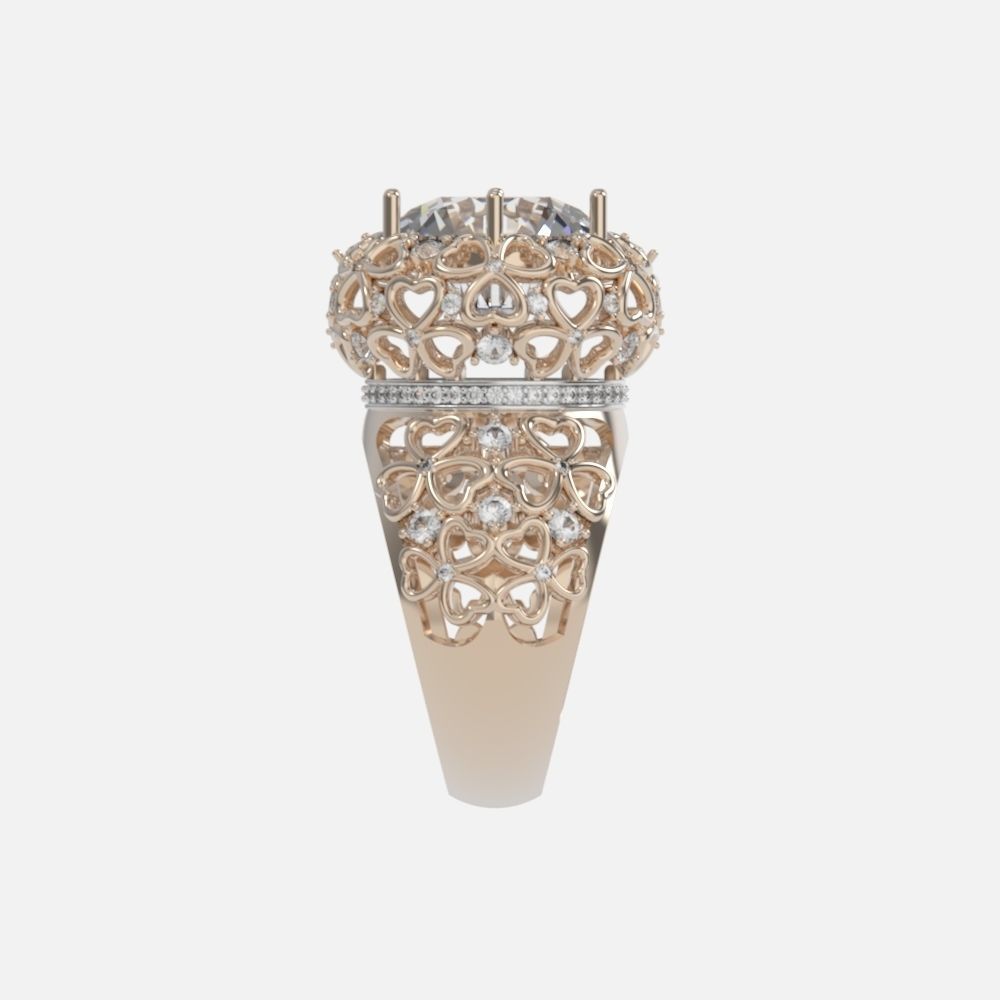 flower shamrock ring with a round diamond 1270 3D print model_23
