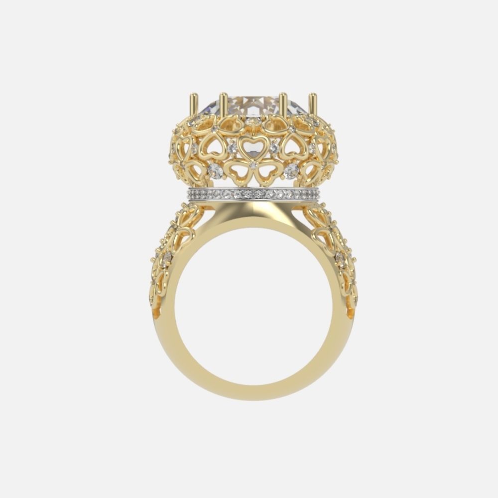 flower shamrock ring with a round diamond 1270 3D print model_18