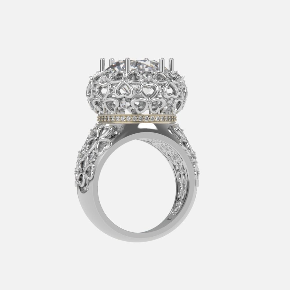 flower shamrock ring with a round diamond 1270 3D print model_9