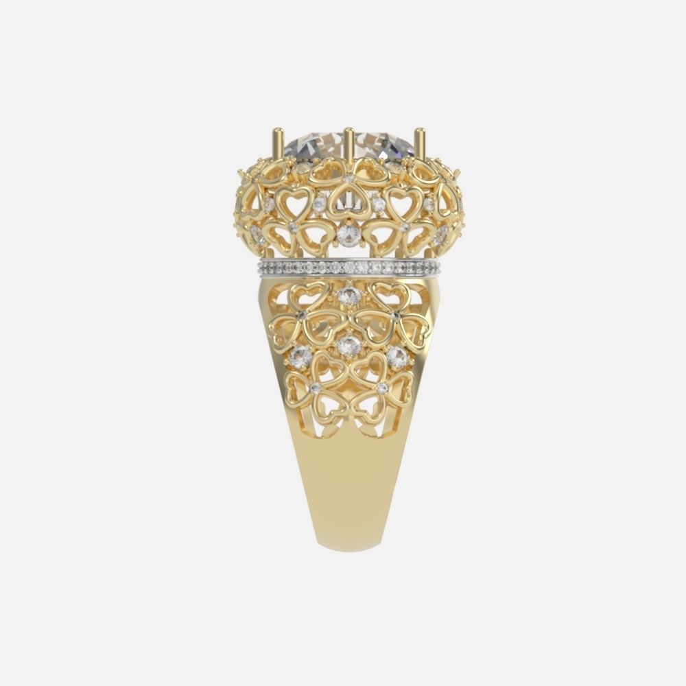 flower shamrock ring with a round diamond 1270 3D print model_17