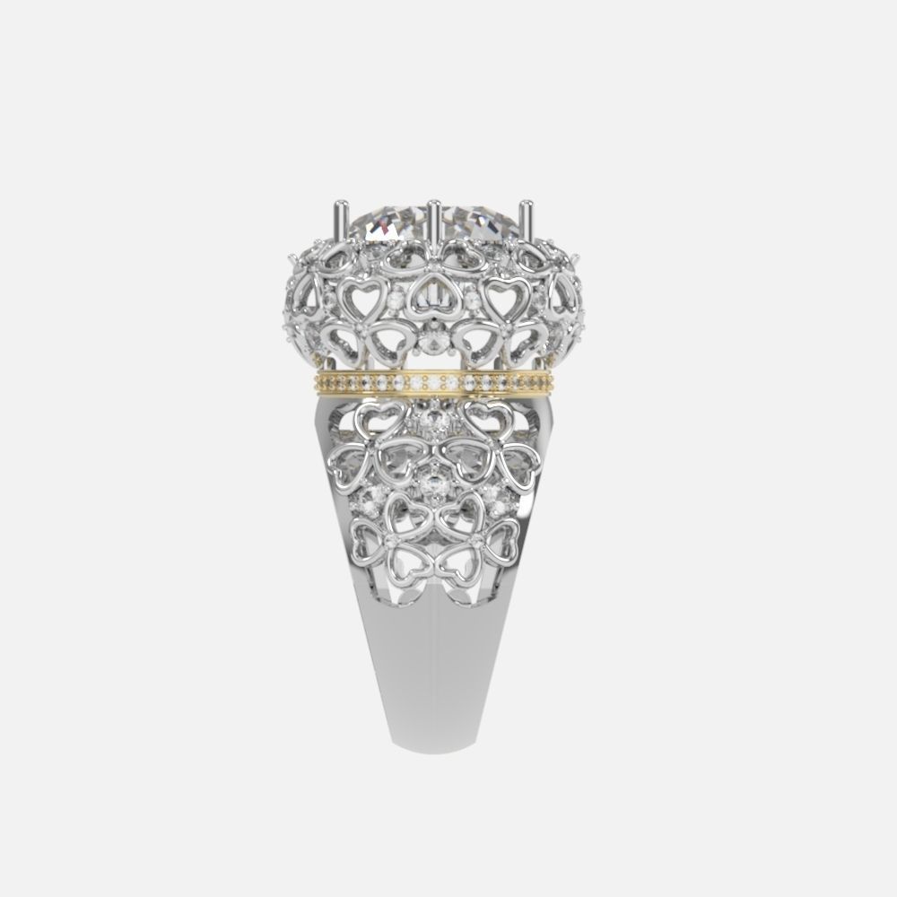 flower shamrock ring with a round diamond 1270 3D print model_10