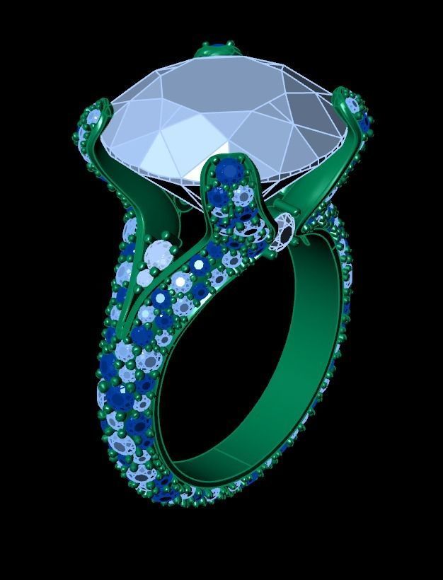 ring with stones 3D print model_34