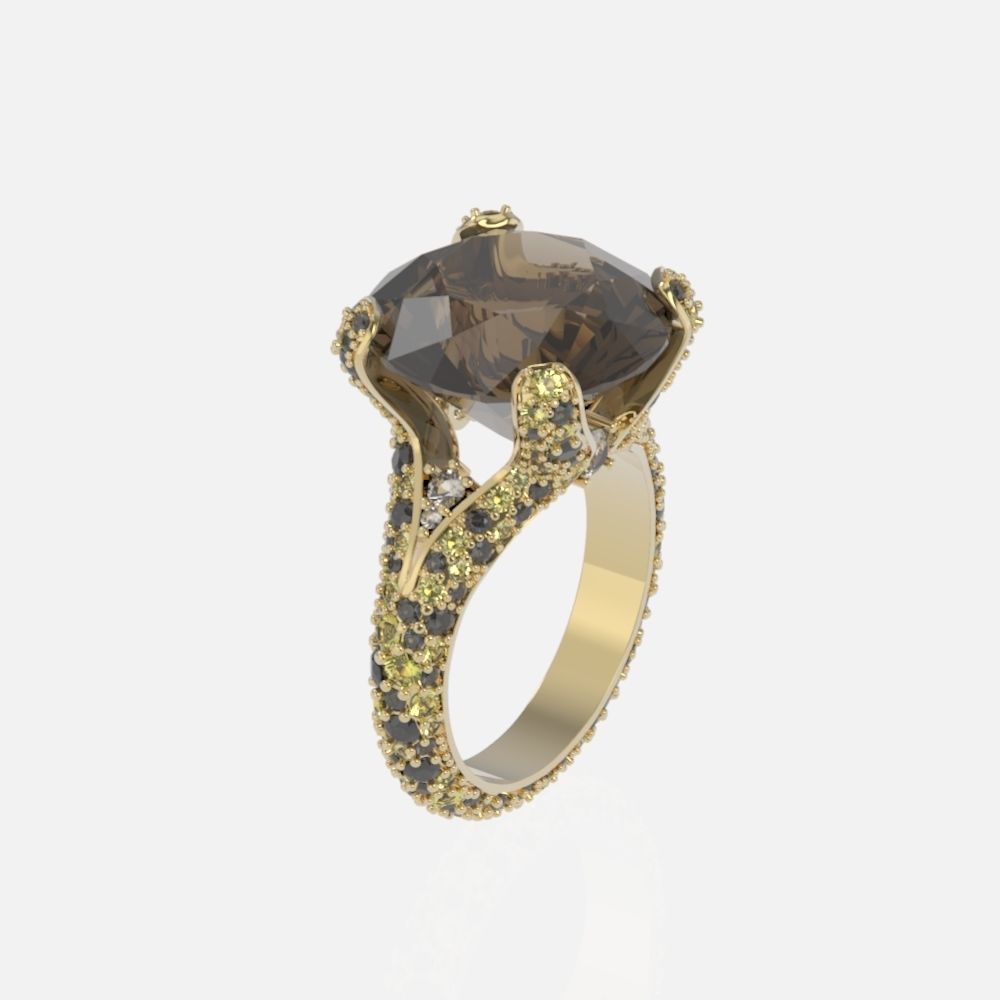 ring with stones 3D print model_1