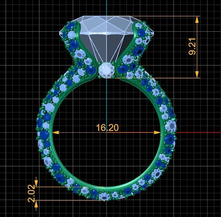 ring with stones 3D print model_30