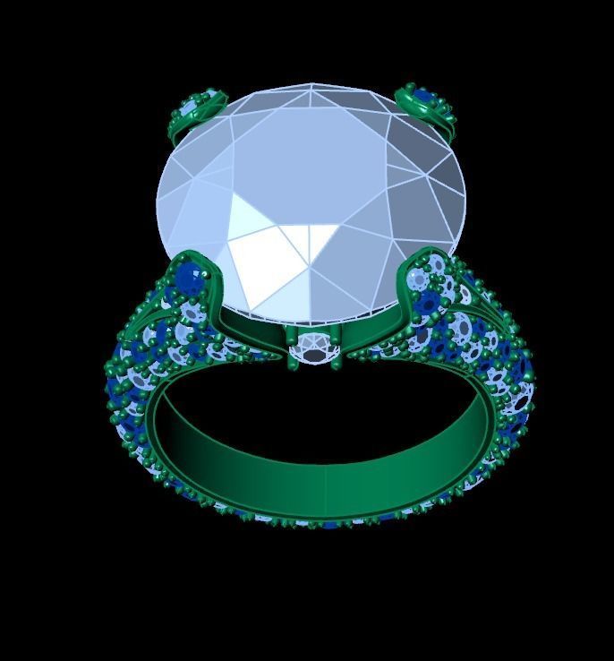 ring with stones 3D print model_33