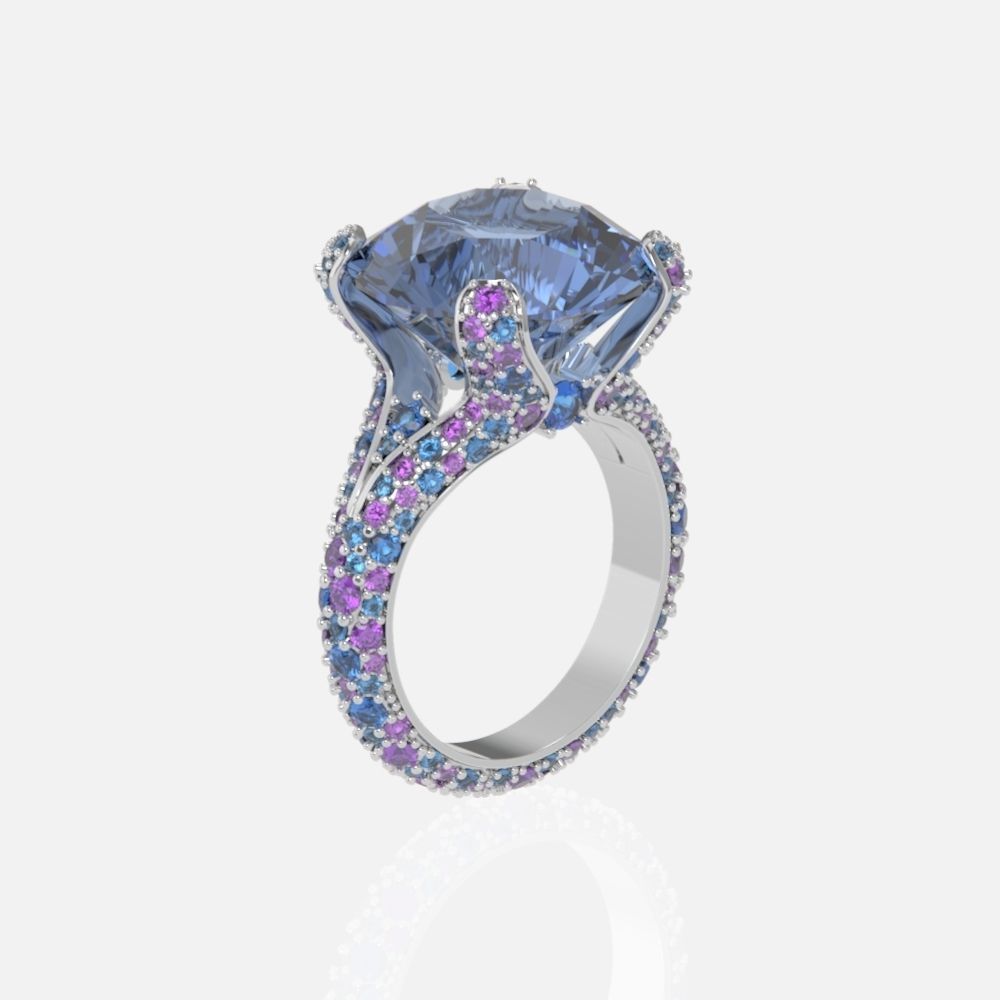 ring with stones 3D print model_4