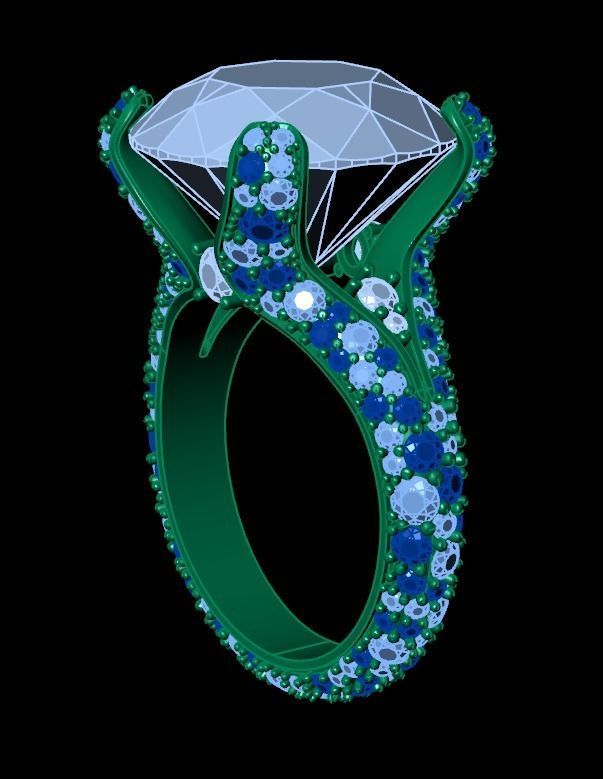 ring with stones 3D print model_31