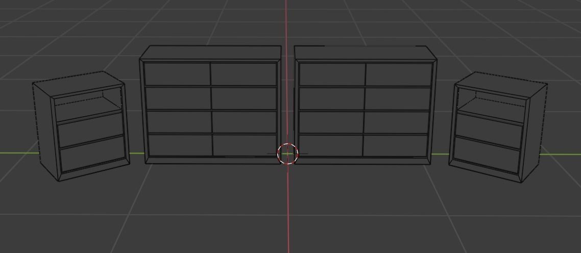 Modern Wooden Drawer and Night Table Low-poly 3D model_2